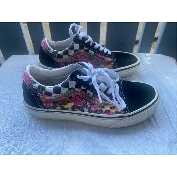 Vans Women’s Old Skool Rose Leopard Check Multicolor Sz 7 US - Picture 5 of 9